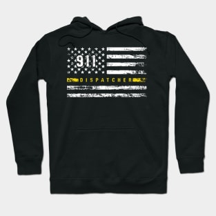 911 Dispatcher Flag Thin Gold Line Tee Hoodie